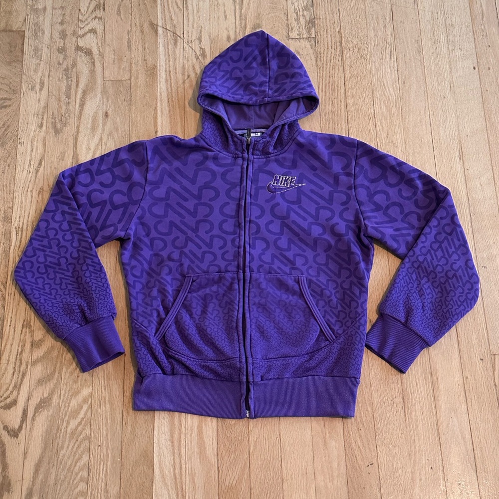 Nike Dry Fit Purple Zip Up Hoodie Sweatshirt Youth